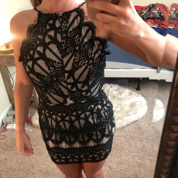 Black and cream lace Tobi mini dress - Picture 4 of 6
